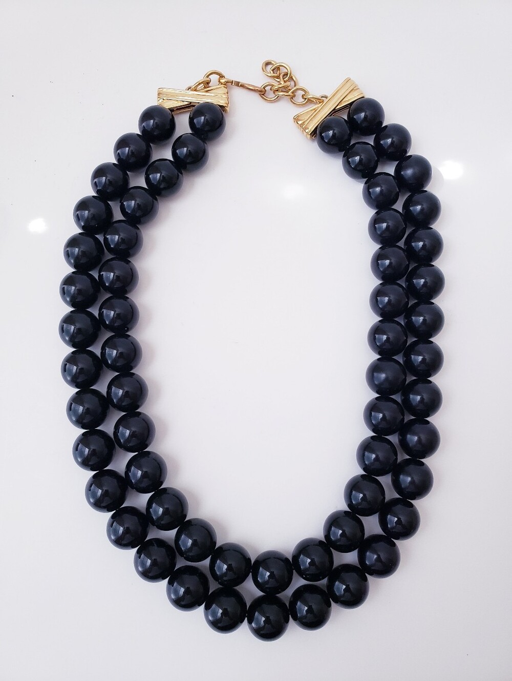 Vintage Monet Black Double Strand Necklace